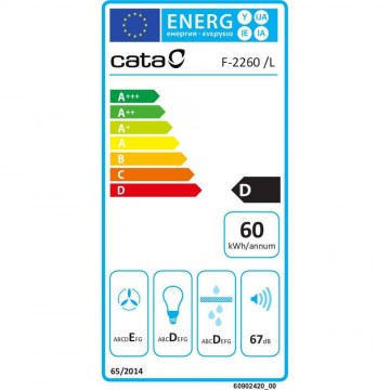 Cata F 2260 WH Ελεύθερος Απορροφητήρας 60cm Λευκός